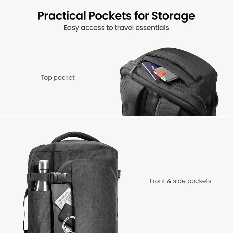 Vuelo aprobado Carry on Travel Bag Custom Negro Gran capacidad para viaje de negocios