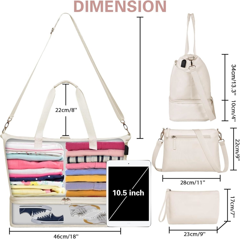 Bolso de viaje de fin de semana de bolsa de viaje con compartimiento para zapatos y bolsillo húmedo