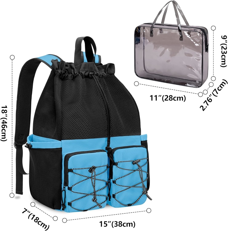 Larga Correa de la playa de la piscina de gimnasia de la piscina de los deportes de malla de la bolsa de viaje personalizada para hombres y mujeres
