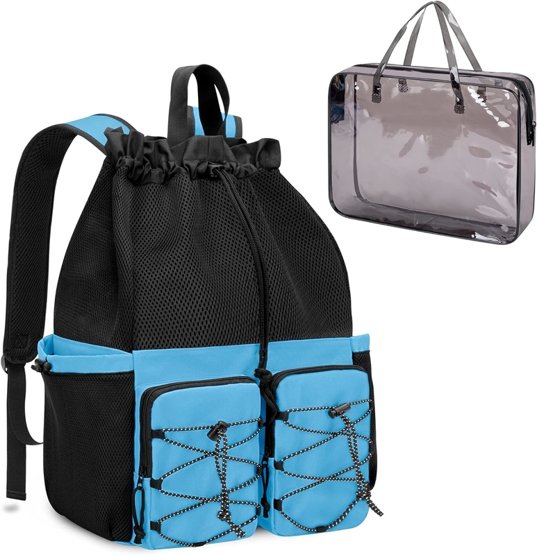 Larga Correa de la playa de la piscina de gimnasia de la piscina de los deportes de malla de la bolsa de viaje personalizada para hombres y mujeres
