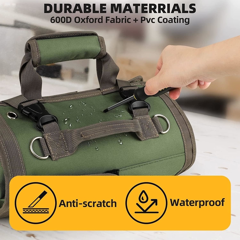 Verde impermeable herramienta portátil de trabajo pesado bolso de rodillo desmontable bolso de cremallera para hombres mujeres
