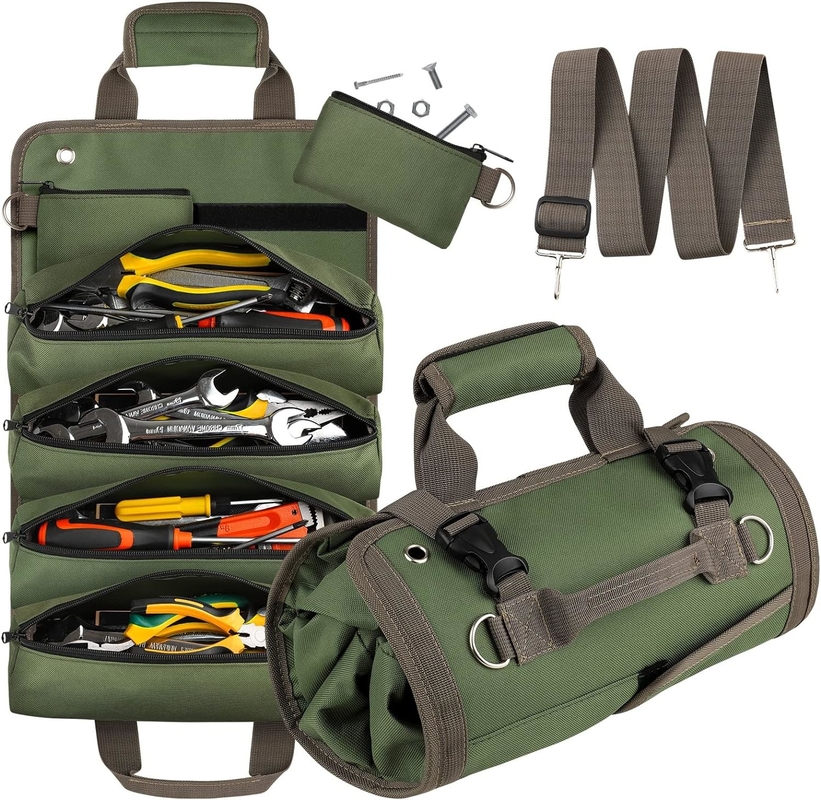 Verde impermeable herramienta portátil de trabajo pesado bolso de rodillo desmontable bolso de cremallera para hombres mujeres