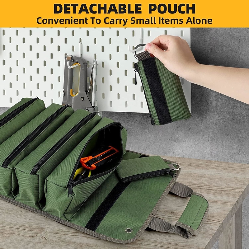 Verde impermeable herramienta portátil de trabajo pesado bolso de rodillo desmontable bolso de cremallera para hombres mujeres