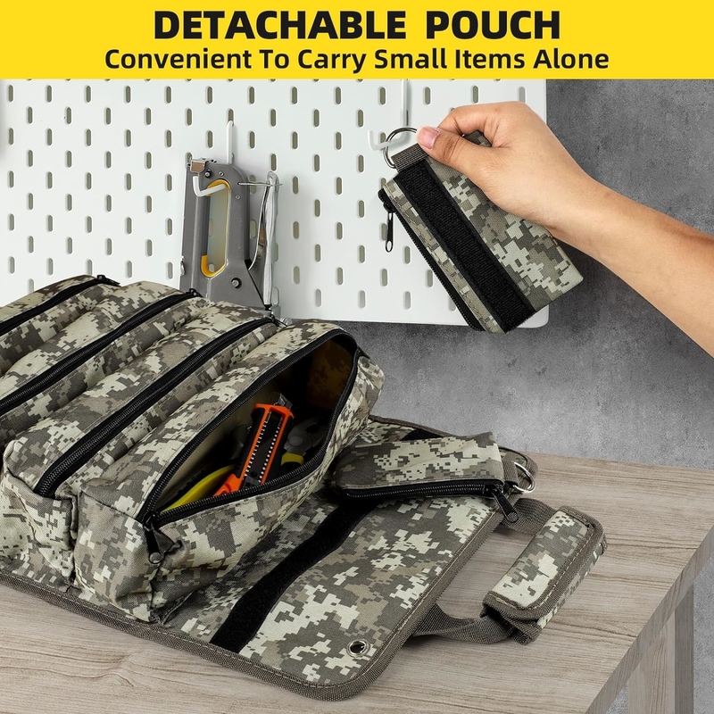 Almacenamiento de herramientas portátiles de gran tamaño, impermeable, pesado, con cremallera desmontable, bolsillo de herramientas