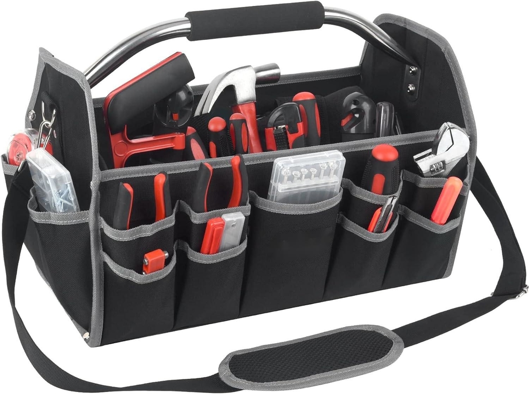 16 pulgadas 26 bolsillos de acero manija Bolsa de herramientas de viaje personalizada con correa extraíble del hombro
