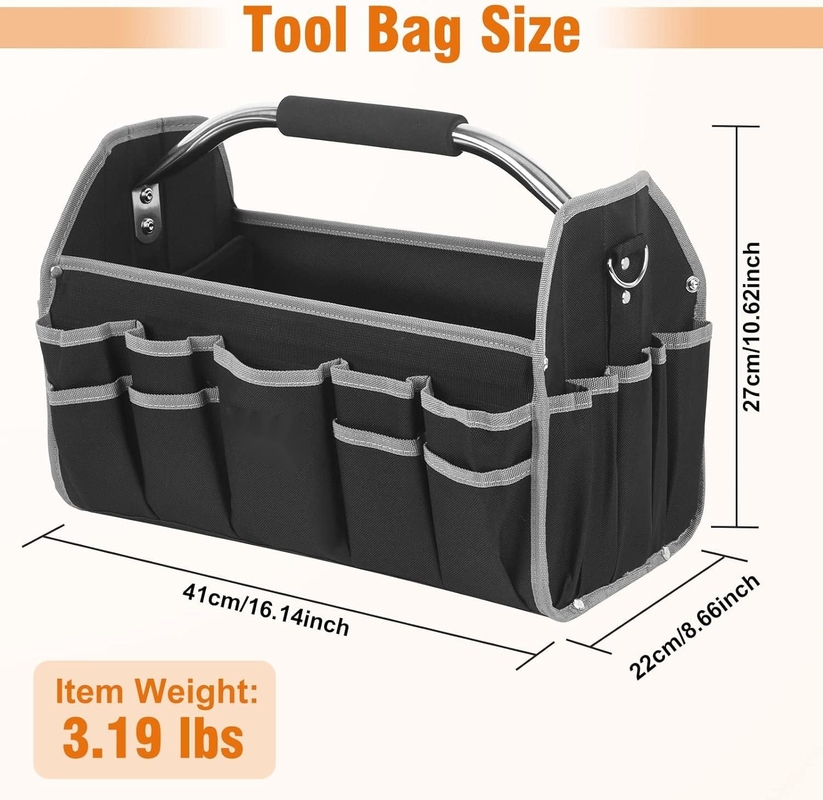 16 pulgadas 26 bolsillos de acero manija Bolsa de herramientas de viaje personalizada con correa extraíble del hombro