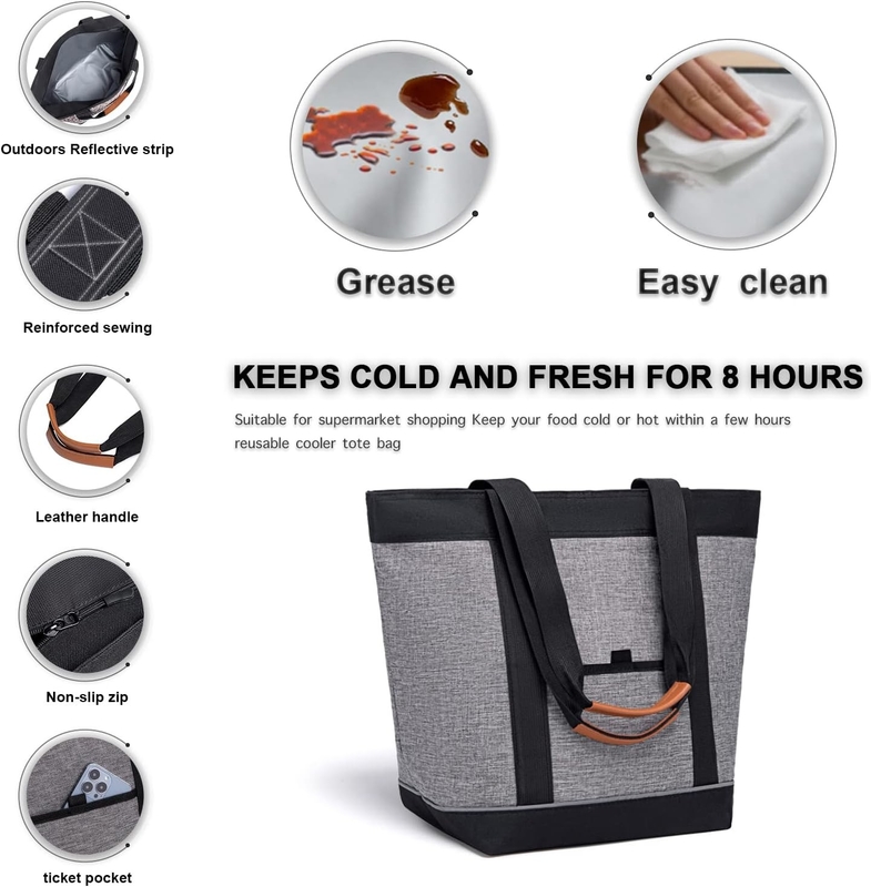 Transporte Bolsa de refrigerador de viaje aislada grande reutilizable de comestibles picnic personalizado para alimentos fríos o calientes