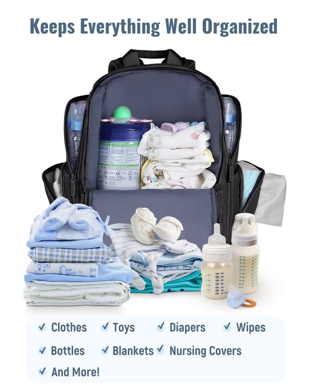Bolso de viaje personalizado de pañal resistente al agua con 2 bolsillos aislados laterales para hombres mujeres