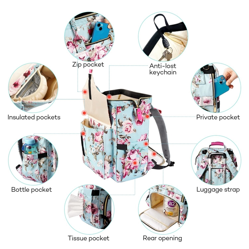 Bolso de pañales de viaje personalizado para mamá y papá