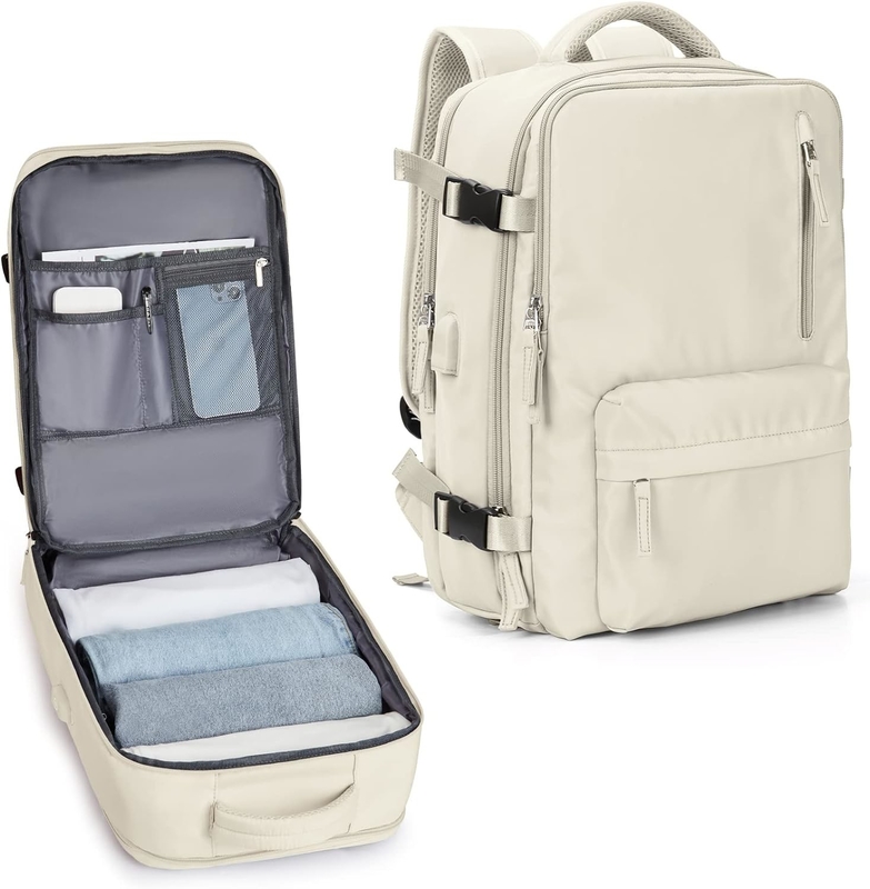 Compañía aérea grande de color beige aprobado Carry On Waterproof Trabajo de negocios Bolso de viaje personalizado para mujeres hombres