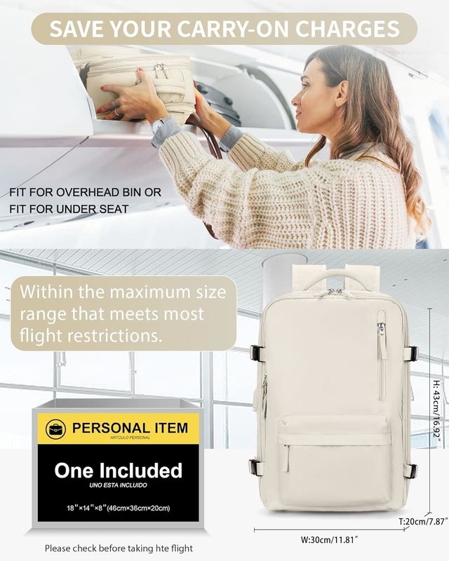 Compañía aérea grande de color beige aprobado Carry On Waterproof Trabajo de negocios Bolso de viaje personalizado para mujeres hombres
