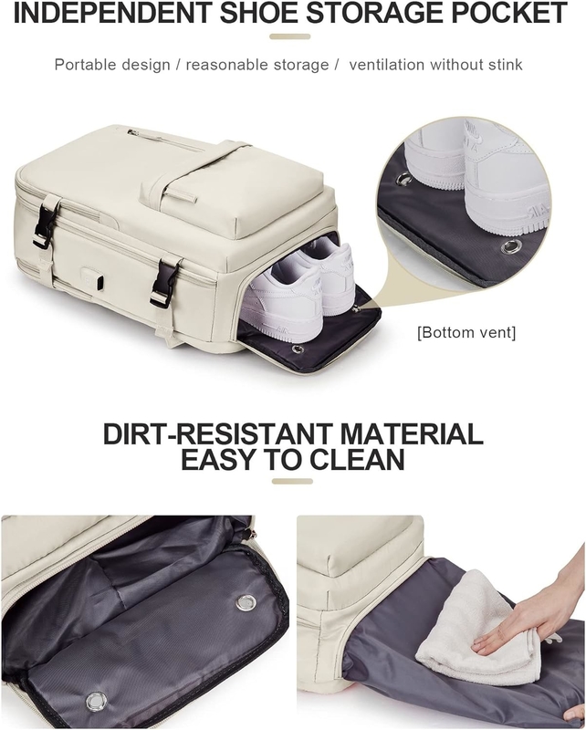 Compañía aérea grande de color beige aprobado Carry On Waterproof Trabajo de negocios Bolso de viaje personalizado para mujeres hombres