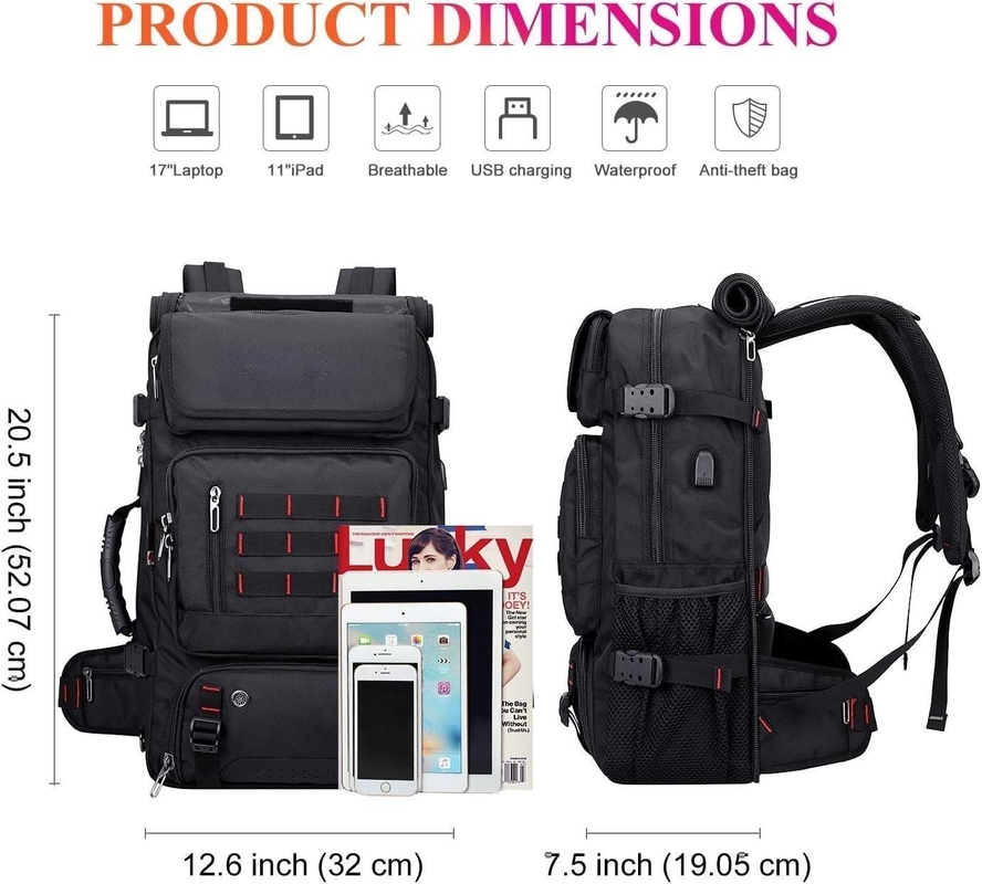 Negro de gran capacidad de la aerolínea aprobada convertible de nylon llevar en el bolso de viaje personalizado para hombres