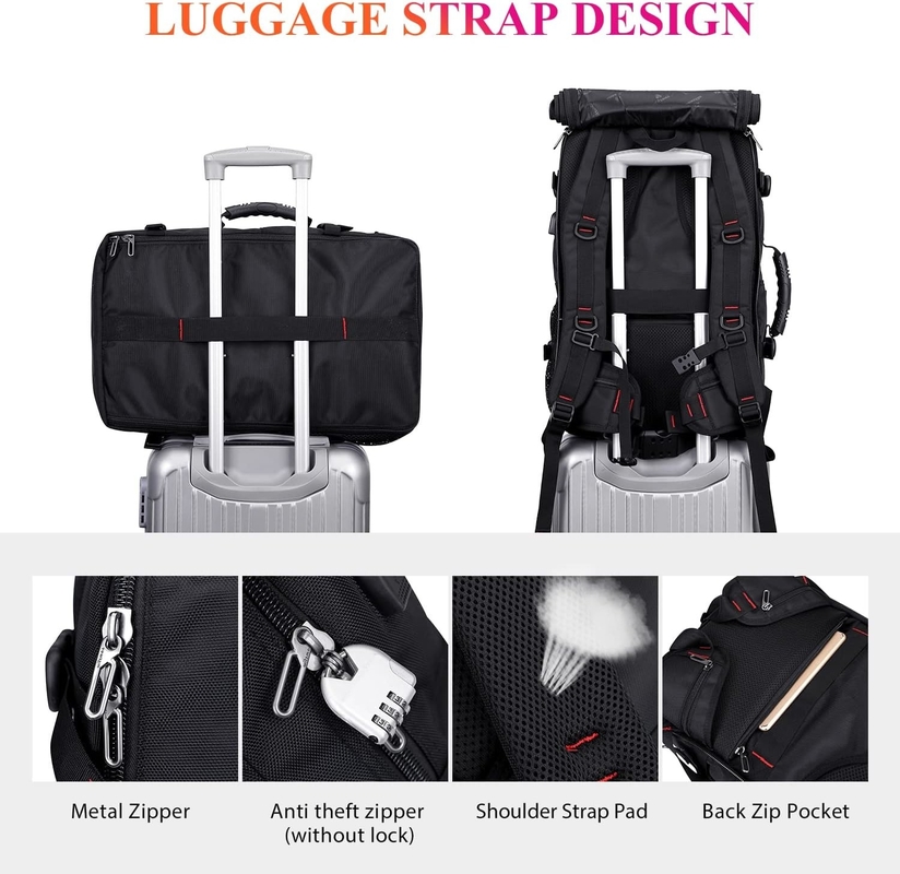 Negro de gran capacidad de la aerolínea aprobada convertible de nylon llevar en el bolso de viaje personalizado para hombres
