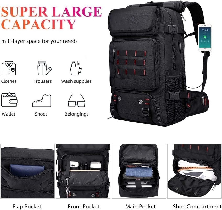 Negro de gran capacidad de la aerolínea aprobada convertible de nylon llevar en el bolso de viaje personalizado para hombres