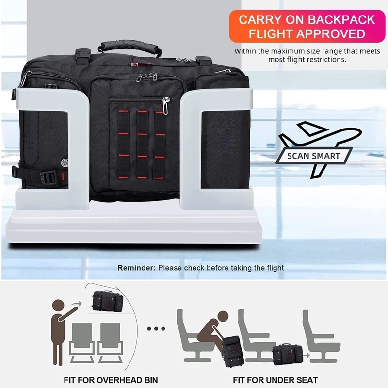 Negro de gran capacidad de la aerolínea aprobada convertible de nylon llevar en el bolso de viaje personalizado para hombres