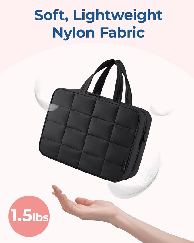 Black Large Accesorios de viaje de mano Esenciales Maquillaje hinchado Bolsa de viaje cosmética personalizada con organizador de joyas