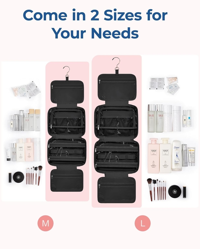 Black Large Accesorios de viaje de mano Esenciales Maquillaje hinchado Bolsa de viaje cosmética personalizada con organizador de joyas