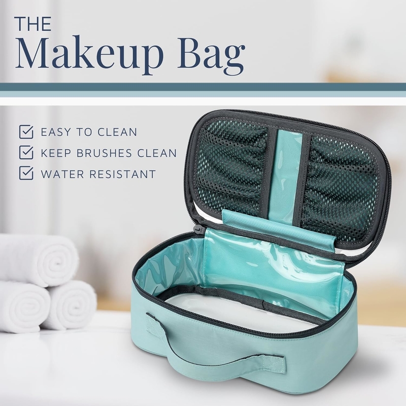 Accesorio ultraligero organizador colgante bolso maquillaje color azul polvo bolso de viaje personalizado con soporte de pincel