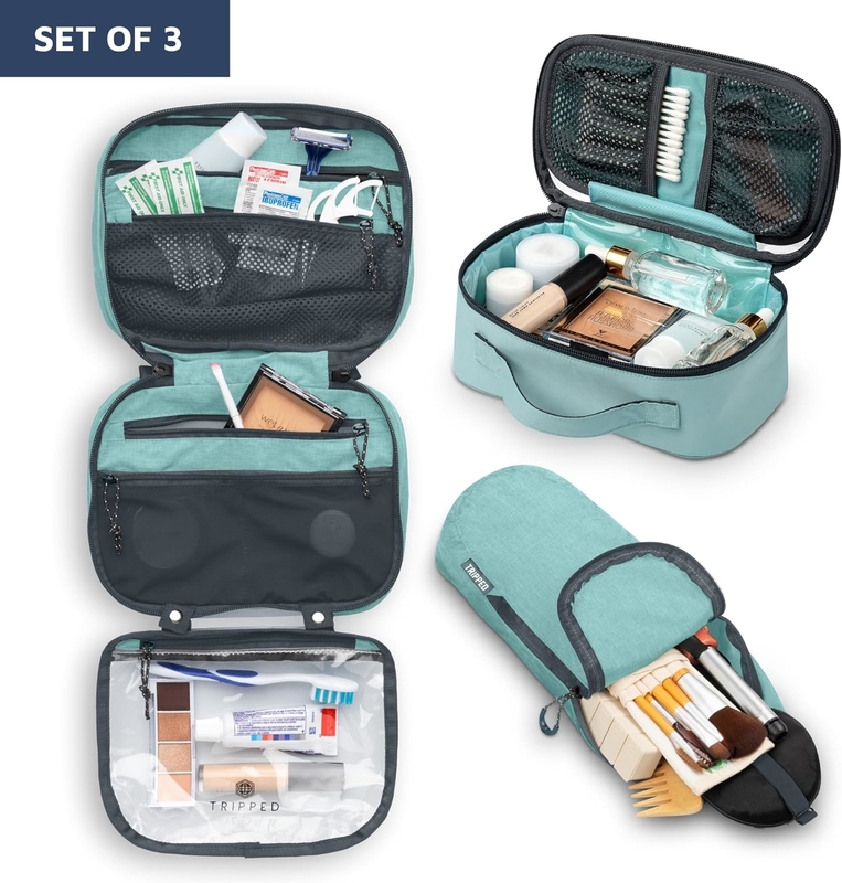 Accesorio ultraligero organizador colgante bolso maquillaje color azul polvo bolso de viaje personalizado con soporte de pincel