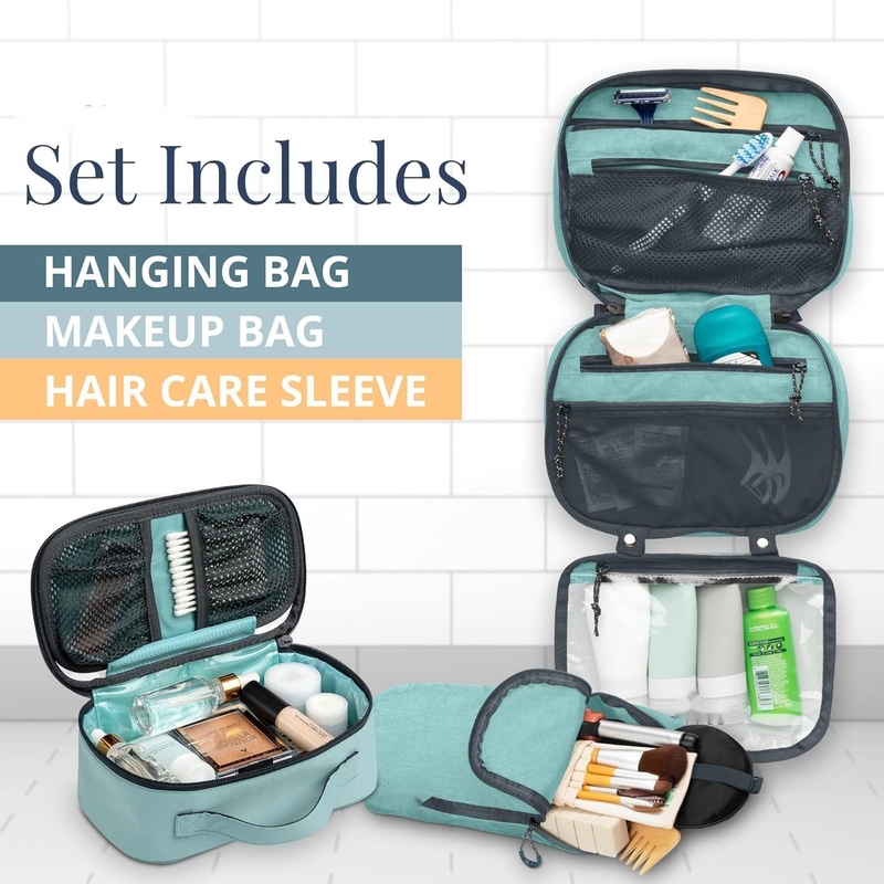 Accesorio ultraligero organizador colgante bolso maquillaje color azul polvo bolso de viaje personalizado con soporte de pincel