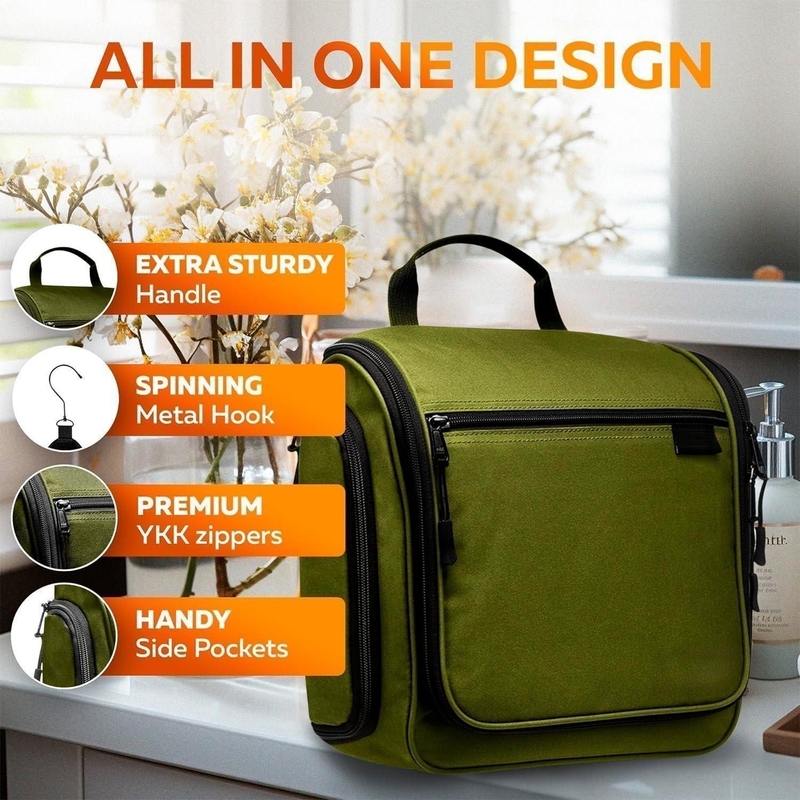 Inmune Gran higiene higiene maquillaje cosméticos bolso de viaje personalizado con gancho giratorio de metal para hombres mujeres