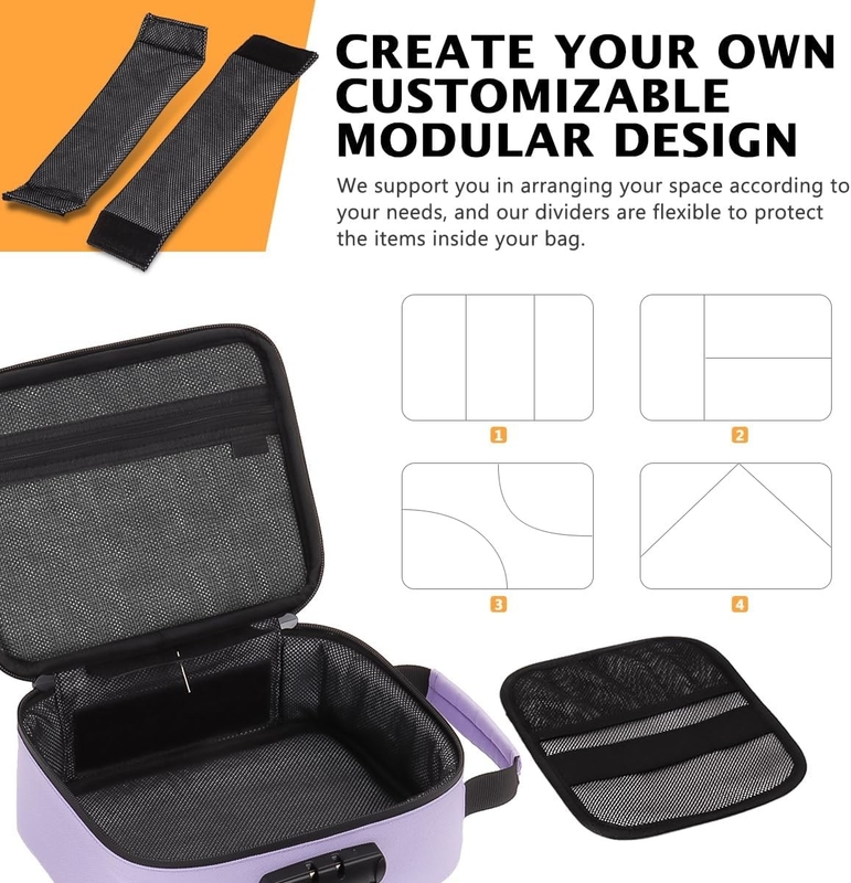 Bolso de viaje portátil con revestimiento de carbón personalizado con cerradura de carbón activado divisores extraíbles cremallera impermeable