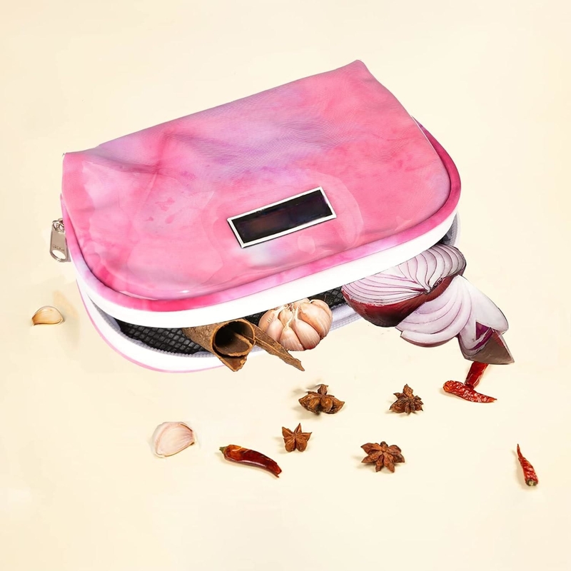 Color rosa Resistente al agua Bolso a prueba de olor de viaje personalizado con sistema de filtro de carbono para niñas