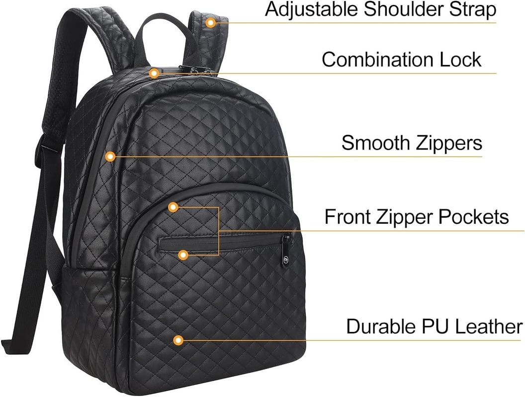 Bolso anti-olor de viaje personalizado de PU de gran capacidad negro con cerradura