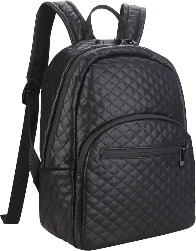Bolso anti-olor de viaje personalizado de PU de gran capacidad negro con cerradura