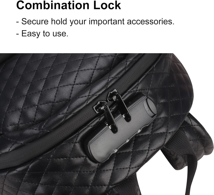 Bolso anti-olor de viaje personalizado de PU de gran capacidad negro con cerradura