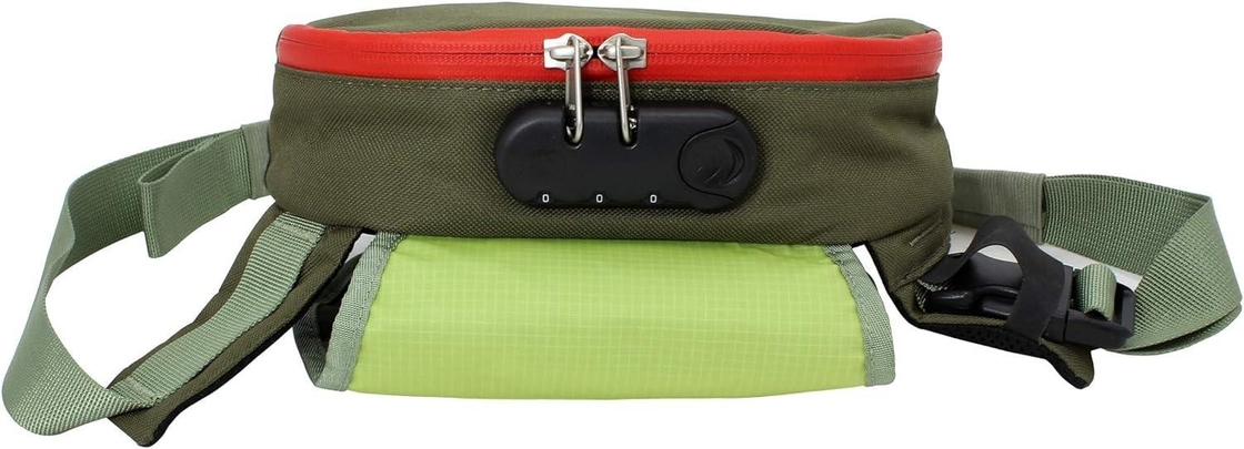 Bolsa de viaje a prueba de olor de fibra de carbono activada de color verde con cerradura para hombres mujeres