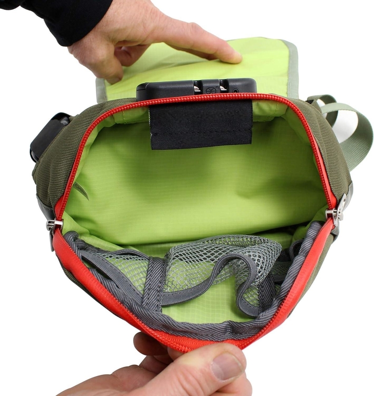 Bolsa de viaje a prueba de olor de fibra de carbono activada de color verde con cerradura para hombres mujeres