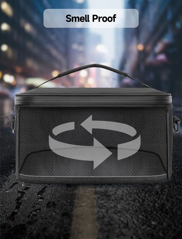 Bolso portátil de gran capacidad resistente a olores personalizado para viajes a prueba de olores con cinturón de hombro desmontable divisores extraíbles