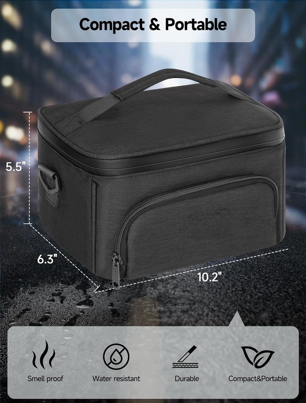 Bolso portátil de gran capacidad resistente a olores personalizado para viajes a prueba de olores con cinturón de hombro desmontable divisores extraíbles