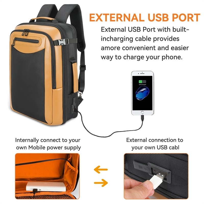 Trabajo resistente al agua Escuela universitaria Anti robo Empresa Bolsa portátil de viaje personalizada con puerto de carga USB