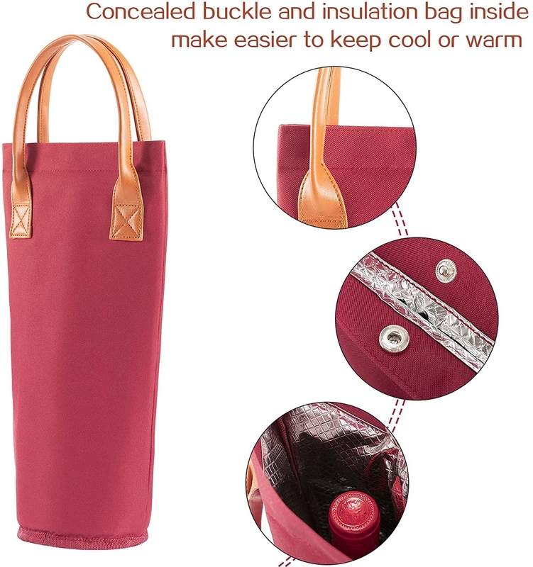 Bolso aislado portátil redondo del refrigerador para el bolso de hielo del vino de los biberones pequeños 4x14”